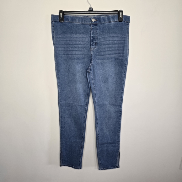 Vanilla Star Women's Blue Jeggings With Ankle Slits - Picture 1 of 6